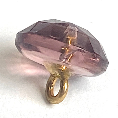 SALE, Pack of 3, Purple Amethyst-Color Clear Vintage Buttons, Faceted Glass Shank Back 3/8" # GL-305