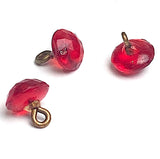 SALE, PACK OF 3 Ruby Red Tiny Clear Vintage Faceted Glass Buttons, Shank Back 5/16" # GL-374