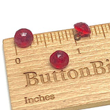 SALE, PACK OF 3 Ruby Red Tiny Clear Vintage Faceted Glass Buttons, Shank Back 5/16" # GL-374