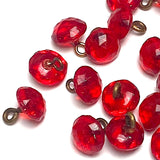 SALE, PACK OF 3 Ruby Red Tiny Clear Vintage Faceted Glass Buttons, Shank Back 5/16" # GL-374