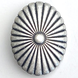 Silver Scalloped Oval 1" 28-Petals Concho Style Shank Back Button  #SWC-165