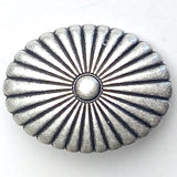 Silver Scalloped Oval 1" 28-Petals Concho Style Shank Back Button  #SWC-165