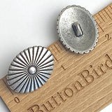 Silver Scalloped Oval 1" 28-Petals Concho Style Shank Back Button  #SWC-165