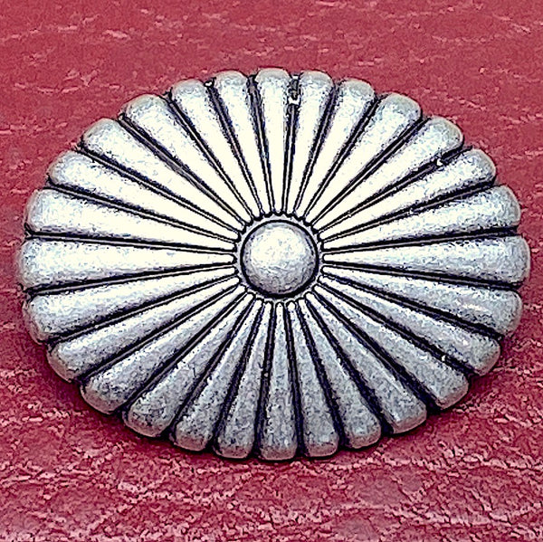 Silver Scalloped Oval 1" 28-Petals Concho Style Shank Back Button  #SWC-165