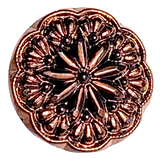 Dark Copper/Black 11/16" /18mm Glass Starflower Button, Germany, Shank Back  #966