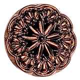 Vintage Glass Copper/Black 9/16" Starflower Button, La Mode #SK-967