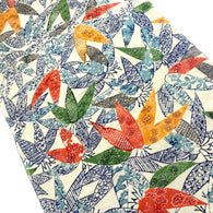 Ornate Bamboo Vintage Kimono Silk Chirimen Crepe Piece from Japan 14" x 66  #JA-05