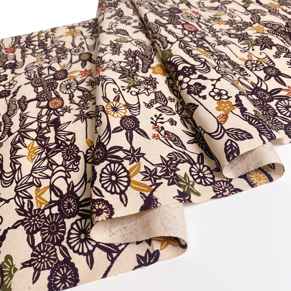 Chocolate Gardens Tsumugi Silk Print Piece from Japan 15" x 60 #JA-06