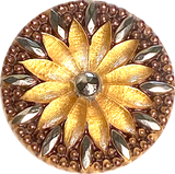 Golden Sunflower Large Czech Glass Button 1-1/4"  31mm #CZ-129