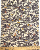 Chocolate Gardens Tsumugi Silk Print Piece from Japan 15" x 60 #JA-06