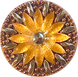 Golden Sunflower Large Czech Glass Button 1-1/4"  31mm #CZ-129