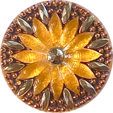 Golden Sunflower Large Czech Glass Button 1-1/4"  31mm #CZ-129