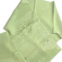 Apple Green Paradise Vintage Kimono Silk Satin Jacquard Piece, 7" x 56"  #4110