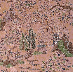 Forest Temple, Pink Adobe 'Antique' Kimono Silk Chirimen Crepe from Japan 13.5" x 61" #JA-07