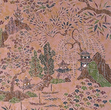 Forest Temple, Pink Adobe 'Antique' Kimono Silk Chirimen Crepe from Japan 13.5" x 61" #JA-07