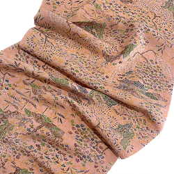 Sale, Forest Temple, Pink Adobe 'Antique' Kimono Silk Chirimen Crepe from Japan 13.5" x 61" #JA-07