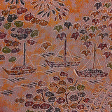 Forest Temple, Pink Adobe 'Antique' Kimono Silk Chirimen Crepe from Japan 13.5" x 61" #JA-07