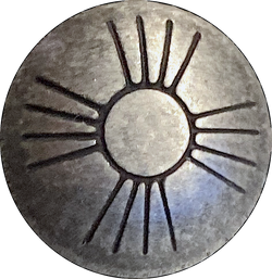 Re-Stocked, Small Rustic Silver Zia Symbol 1/2" Shank Back Southwest Button  #SW-30