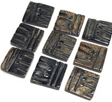 Black / Brown Five Rustic Grooves Square-ish Horn Button 1" Two Holes,  #SK-0052