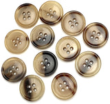 3/4" Four-Hole Brown/Tan Natural Horn Button, 19mm Rimmed #SK-0096