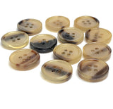 3/4" Four-Hole Brown/Tan Natural Horn Button, 19mm Rimmed #SK-0096