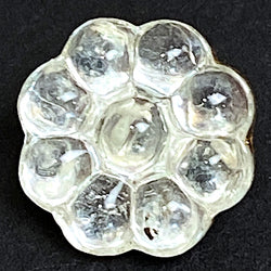 Tiny Vintage Mirror Glass, Clear Plump Flower Buttons, Shank Back, 3/8" / 10mm, #SK- 758