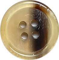 Re-Stocked, 3/4" Four-Hole Brown/Tan Natural Horn Button, 19mm Rimmed #SK-0096