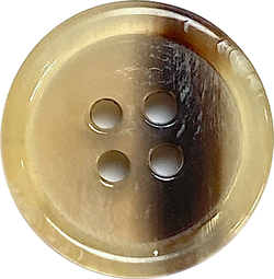 Re-Stocked, 3/4" Four-Hole Brown/Tan Natural Horn Button, 19mm Rimmed #SK-0096