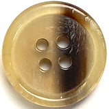3/4" Four-Hole Brown/Tan Natural Horn Button, 19mm Rimmed #SK-0096