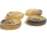 3/4" Four-Hole Brown/Tan Natural Horn Button, 19mm Rimmed #SK-0096