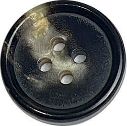 Black/Brown/Cream 4-hole 3/4" Rimmed Natural Horn Button  #SK-0093