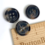 Black/Brown/Cream 4-hole 3/4" Rimmed Natural Horn Button  #SK-0093