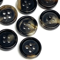 Black/Brown/Cream 4-hole 5/8" Rimmed Natural Horn Button  #SK-0094