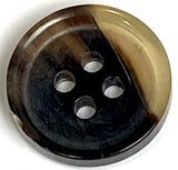 Black/Brown/Cream 4-hole 5/8" Rimmed Natural Horn Button  #SK-0094