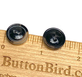 5/8" Black/Cream Horn Button, 15mm 2-hole Rimmed   #SK-0088