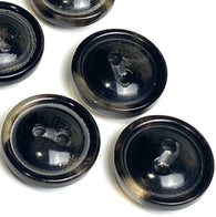 Re-Stocked, 5/8" Black/Cream Horn Button, 15mm 2-hole Rimmed   #SK-0088
