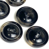 5/8" Black/Cream Horn Button, 15mm 2-hole Rimmed   #SK-0088