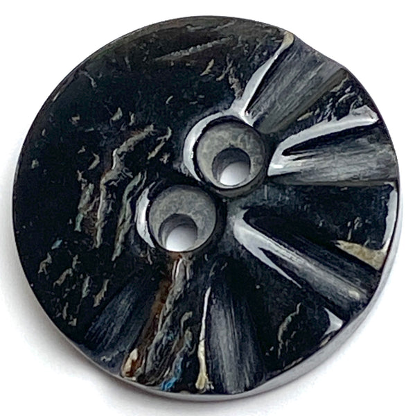 Black / Brown Half-Grooved Round Horn Button 1" Two Holes,  #SK-0050