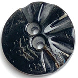 Black / Brown Half-Grooved Round Horn Button 1" Two Holes,  #SK-0050