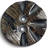 Black / Brown Half-Grooved Round Horn Button 1" Two Holes,  #SK-0050