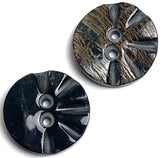 Black / Brown Half-Grooved Round Horn Button 1" Two Holes,  #SK-0050
