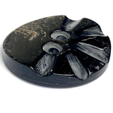 Black / Brown Half-Grooved Round Horn Button 1" Two Holes,  #SK-0050