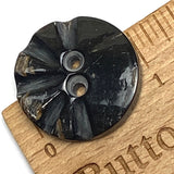 Black / Brown Half-Grooved Round Horn Button 1" Two Holes,  #SK-0050