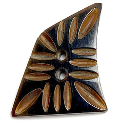 Black / Brown Curvy Sail, Grooved Horn Button 1-1/2" Smaller Size,  #SK-0712