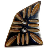 Black / Brown Curvy Sail, Grooved Horn Button 1-1/2" Smaller Size,  #SK-0712