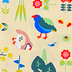REMNANT 1/2 YARD, Flower Garden Birds, Kotori Tachi Cotton from Japan, Lightweight Oxford Canvas 43" Wide #KTF-07A