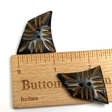 Black / Brown Curvy Sail, Grooved Horn Button 1-1/2" Smaller Size,  #SK-0712