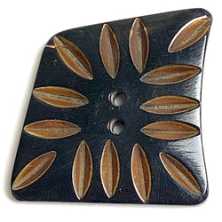 Black / Brown Curvy Sail, Grooved Horn Button 1-7/8" Larger Size,  #SK-0711