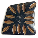 Black / Brown Curvy Sail, Grooved Horn Button 1-7/8" Larger Size,  #SK-0711