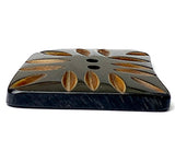 Black / Brown Curvy Sail, Grooved Horn Button 1-7/8" Larger Size,  #SK-0711